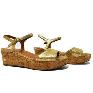 Tory Burch Gold Abena Platform Sandal Metallic - 7